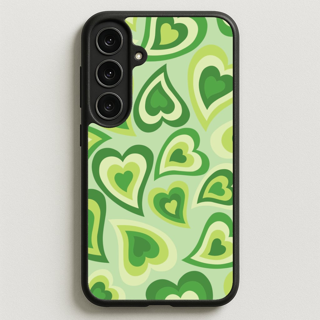 Green Hearts - Trippy Patterns Phone Case for Galaxy S25FE