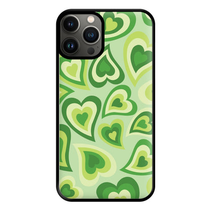 Green Hearts - Trippy Patterns Phone Case for iPhone 13 Pro Max