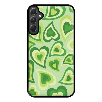 Green Hearts - Trippy Patterns Phone Case for Galaxy A54