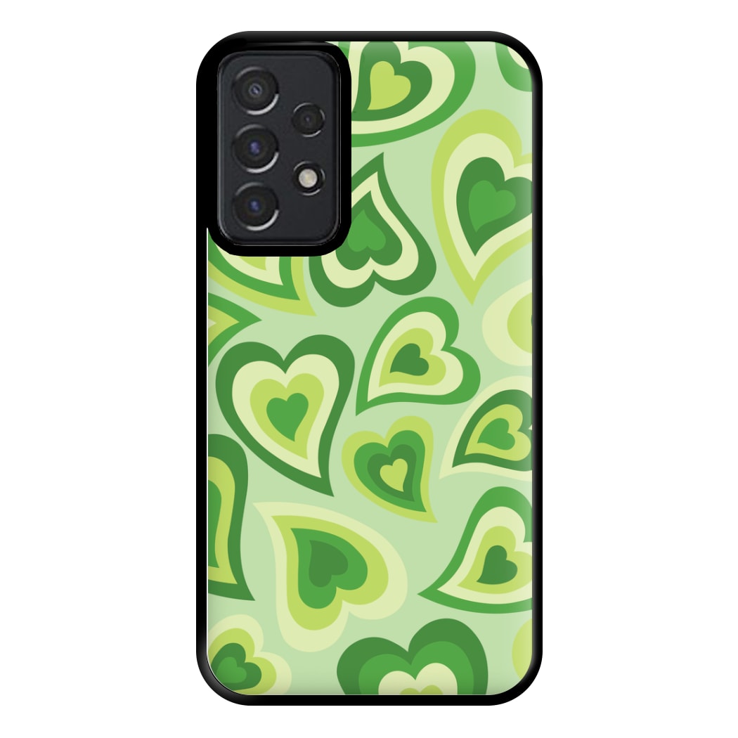 Green Hearts - Trippy Patterns Phone Case for Galaxy A52 / A52s