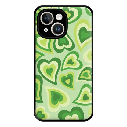 Green Hearts - Trippy Patterns Phone Case for iPhone 14 Plus