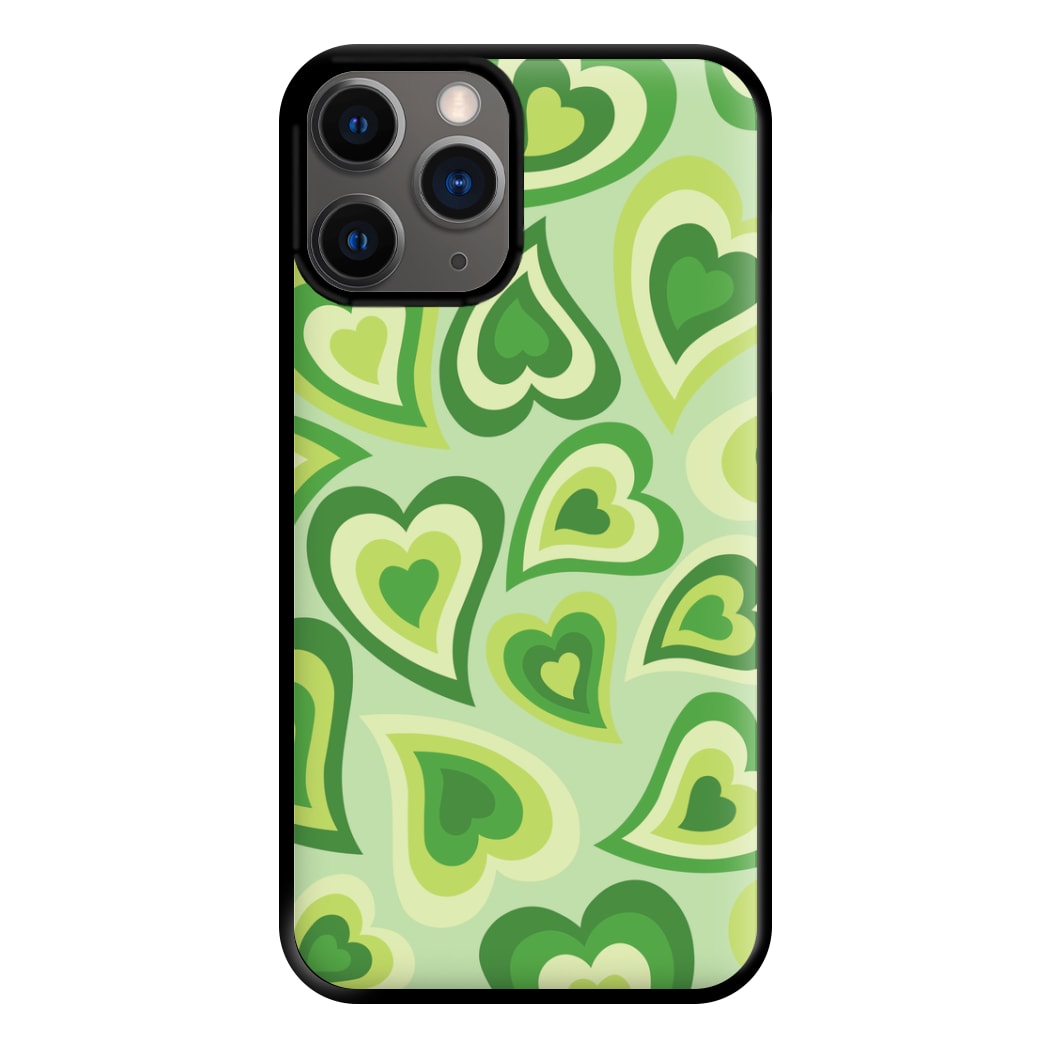 Green Hearts - Trippy Patterns Phone Case for iPhone 12 Pro Max