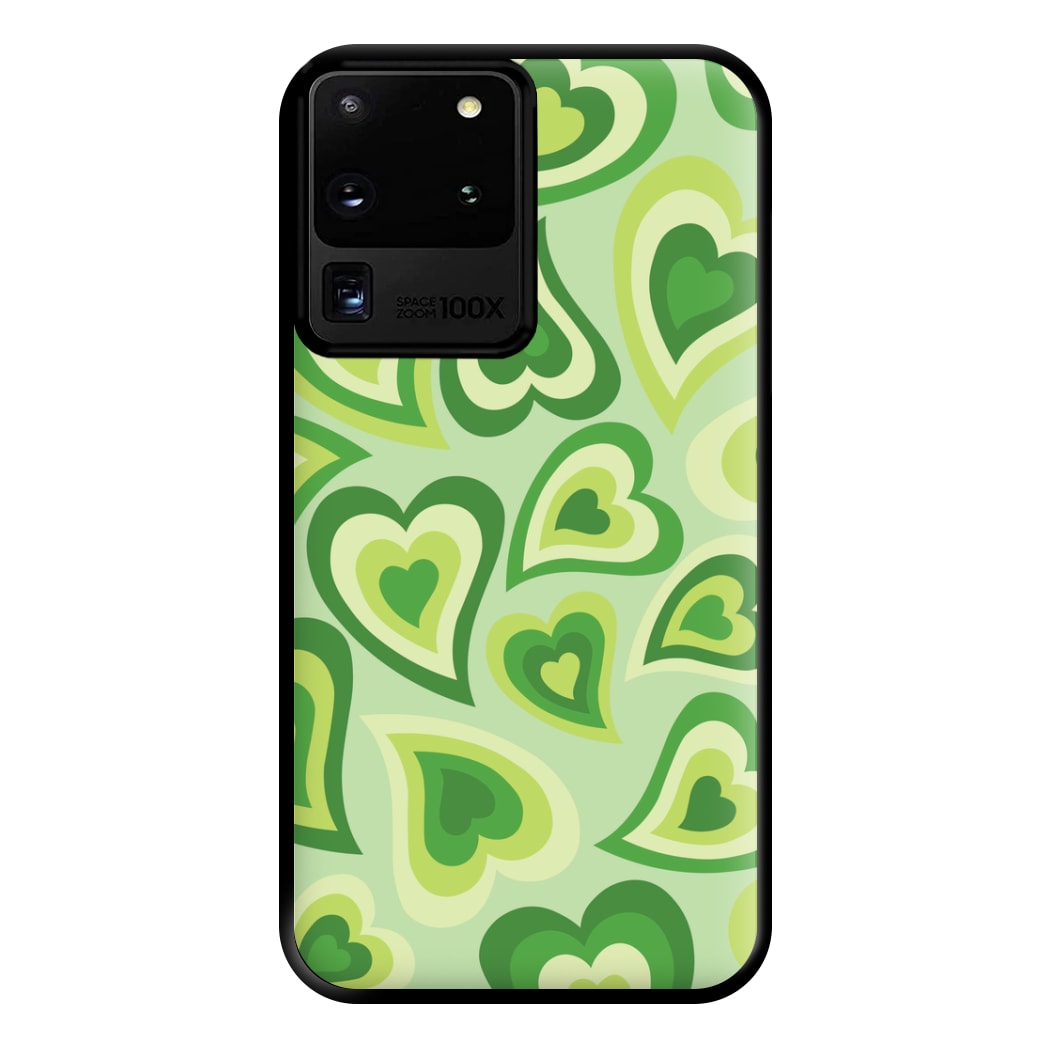 Green Hearts - Trippy Patterns Phone Case for Galaxy S20 Ultra