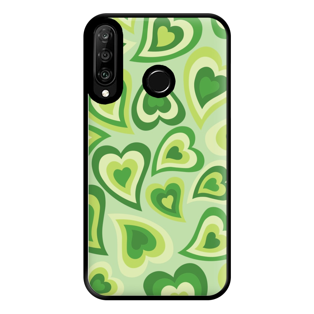 Green Hearts - Trippy Patterns Phone Case for Huawei P30 Lite