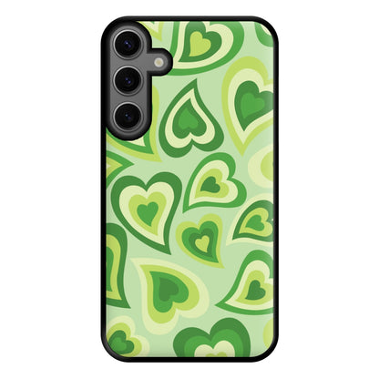 Green Hearts - Trippy Patterns Phone Case for Galaxy S23FE