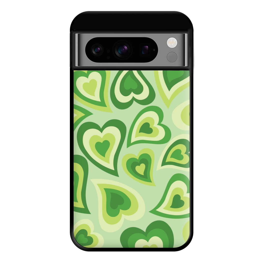 Green Hearts - Trippy Patterns Phone Case for Google Pixel 8 Pro