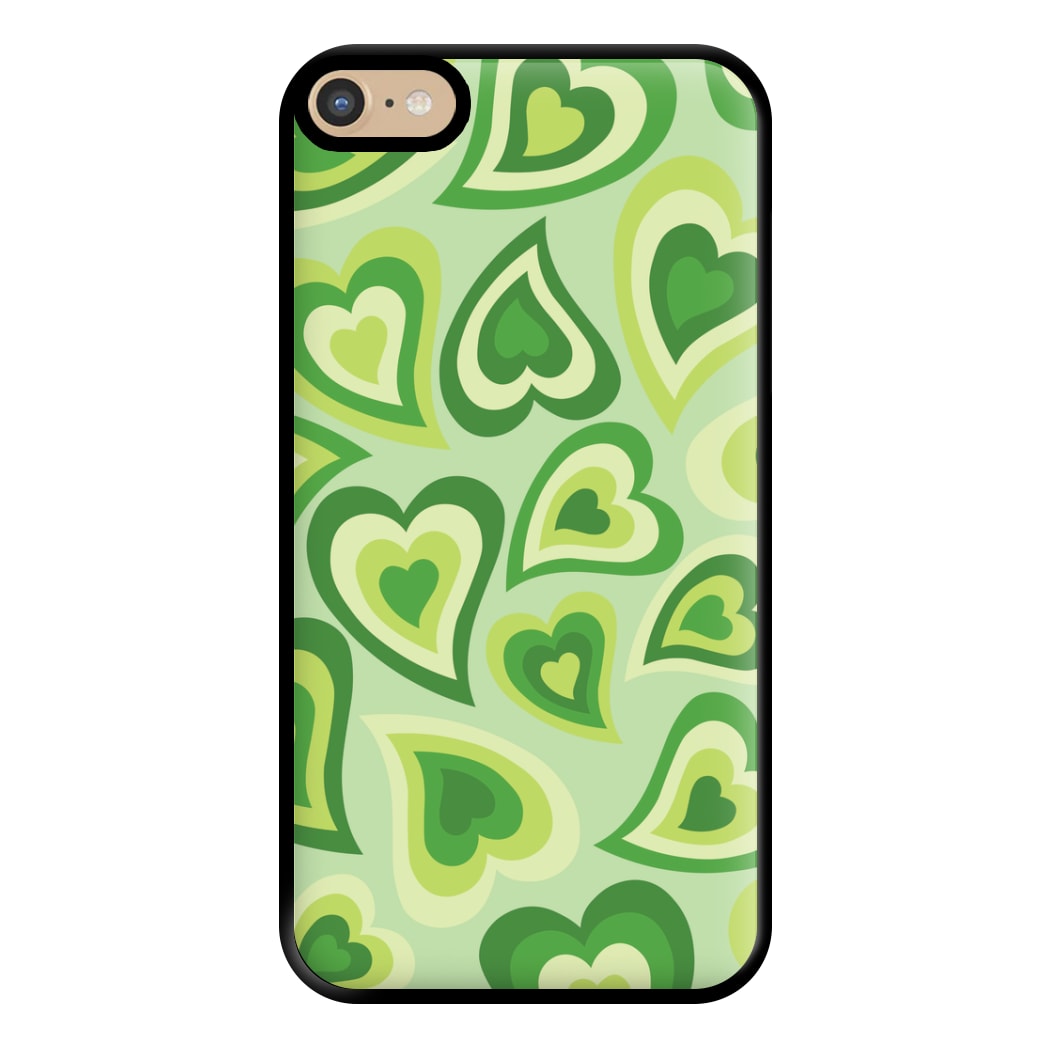 Green Hearts - Trippy Patterns Phone Case for iPhone 6 Plus / 7 Plus / 8 Plus