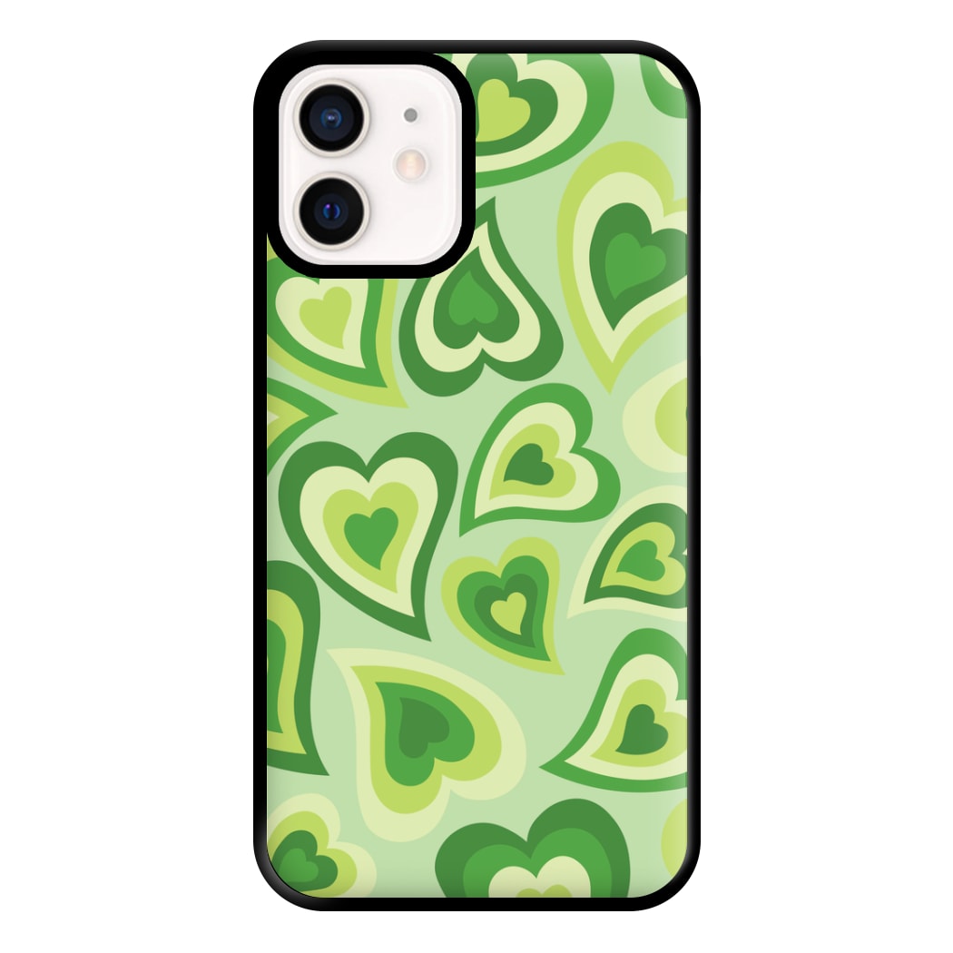 Green Hearts - Trippy Patterns Phone Case for iPhone 12 Mini