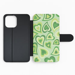 Green Hearts - Trippy Patterns Flip Phone Case