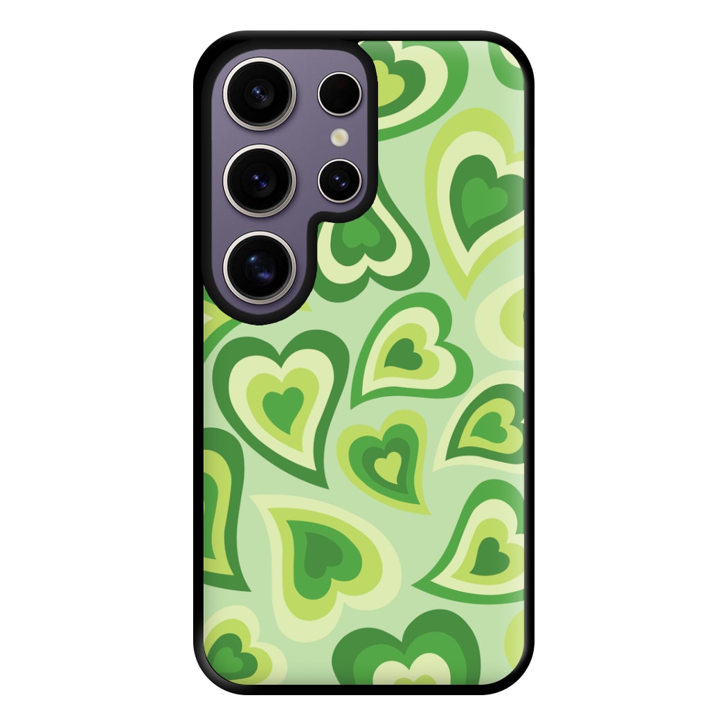 Green Hearts - Trippy Patterns Phone Case for Galaxy S25 Ultra