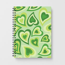 Green Hearts - Trippy Patterns Notebook