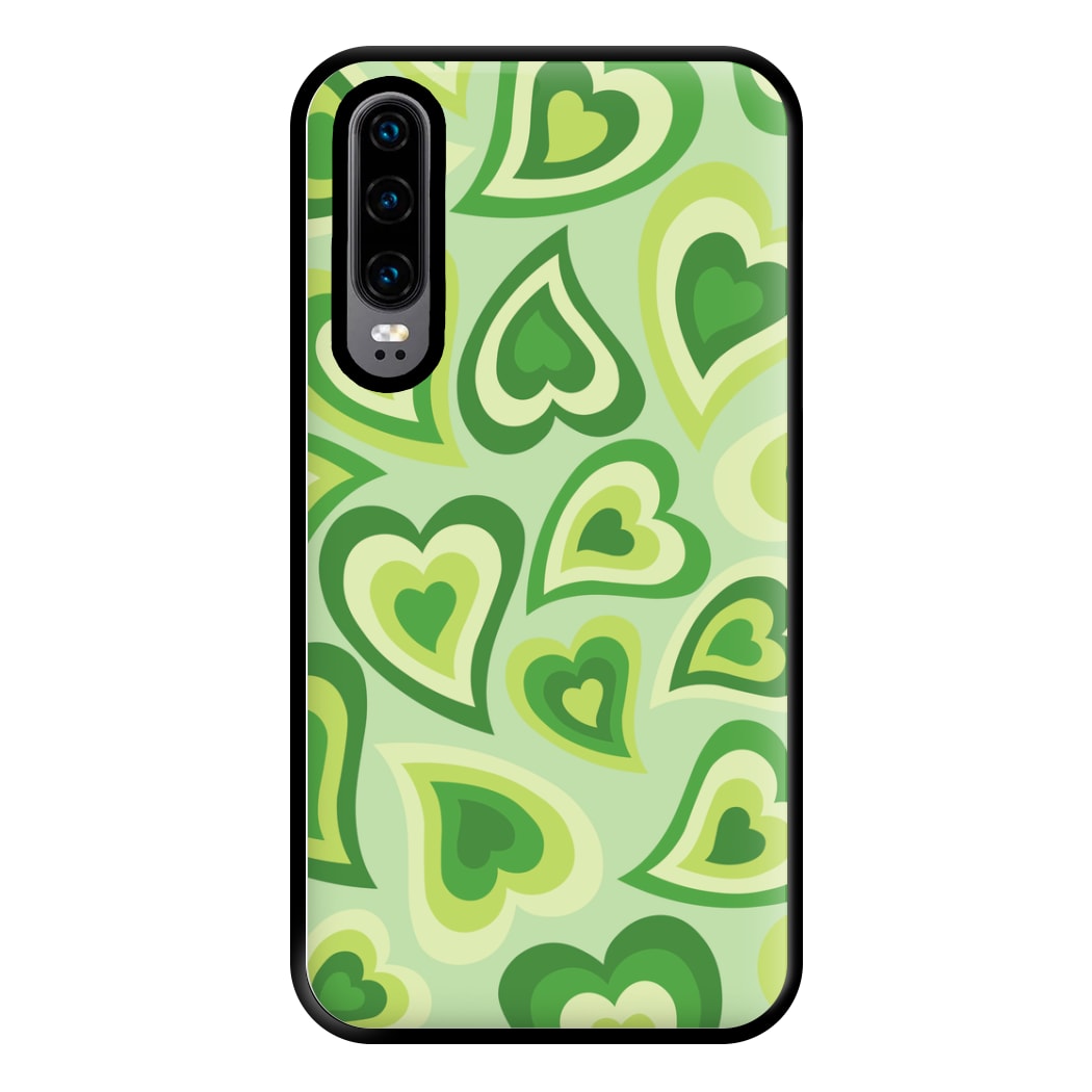 Green Hearts - Trippy Patterns Phone Case for Huawei P30