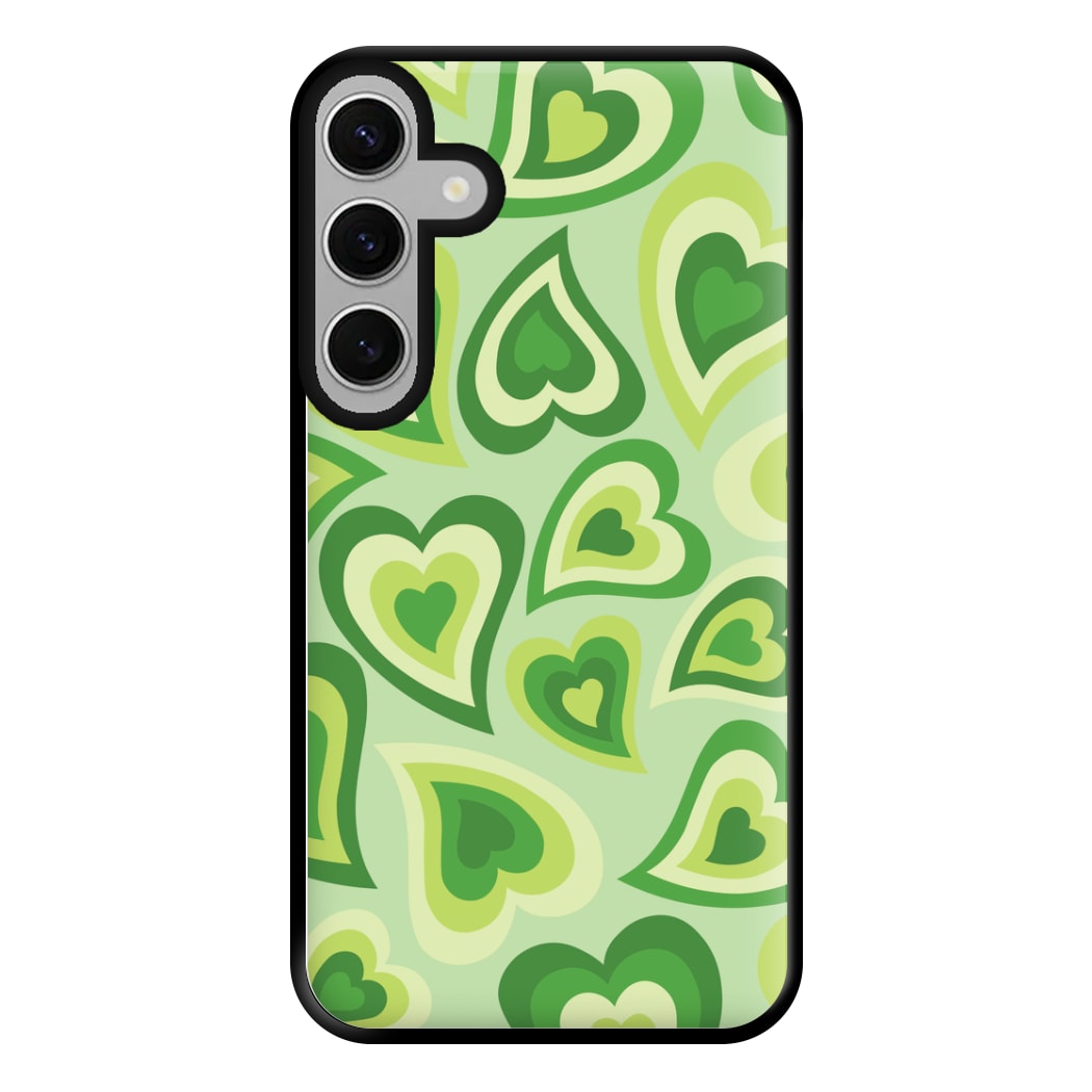 Green Hearts - Trippy Patterns Phone Case for Galaxy S24FE