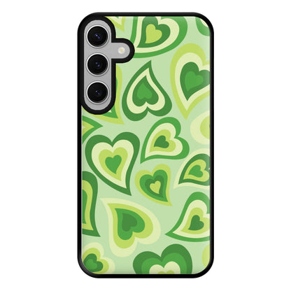 Green Hearts - Trippy Patterns Phone Case for Galaxy S24FE