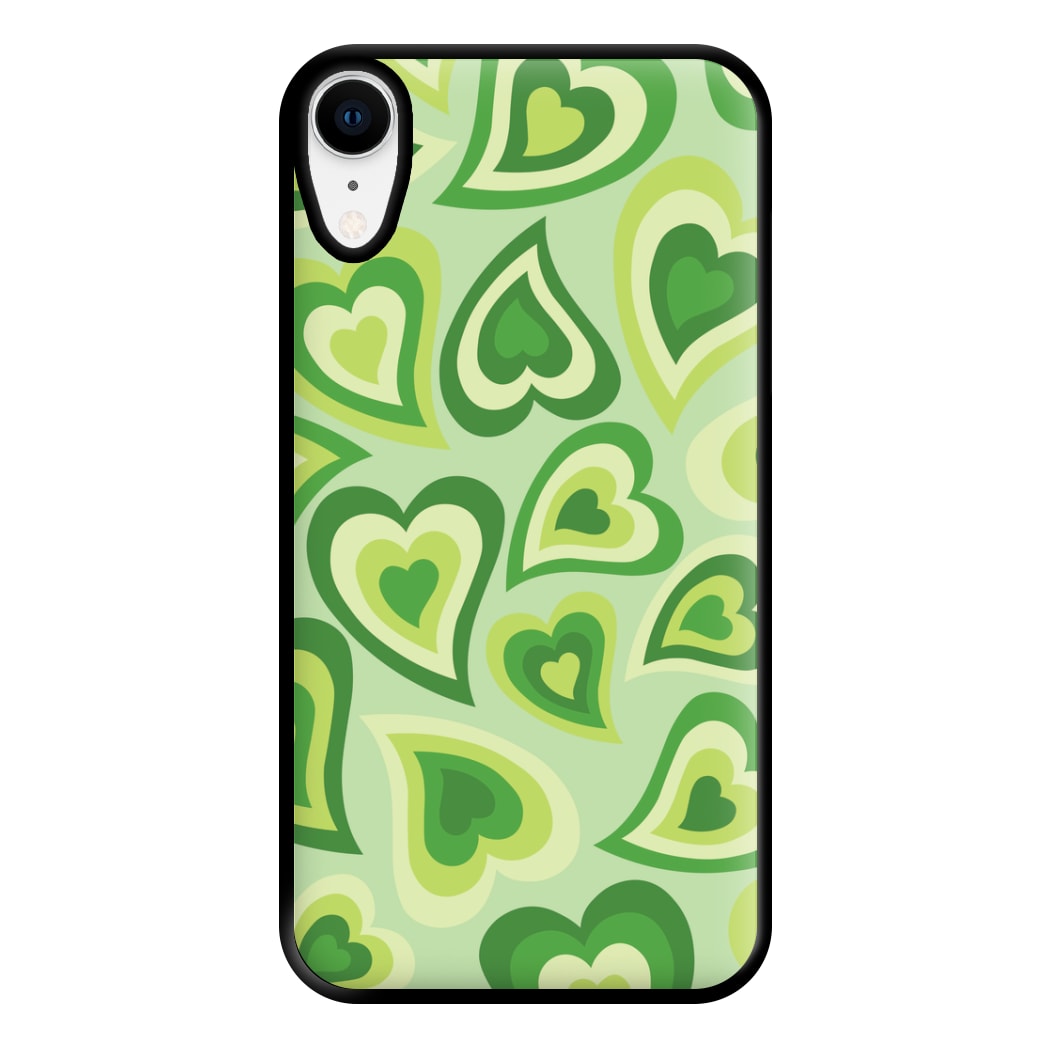 Green Hearts - Trippy Patterns Phone Case for iPhone XR