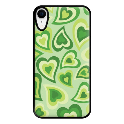 Green Hearts - Trippy Patterns Phone Case for iPhone XR