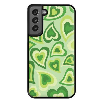 Green Hearts - Trippy Patterns Phone Case for Galaxy S21FE