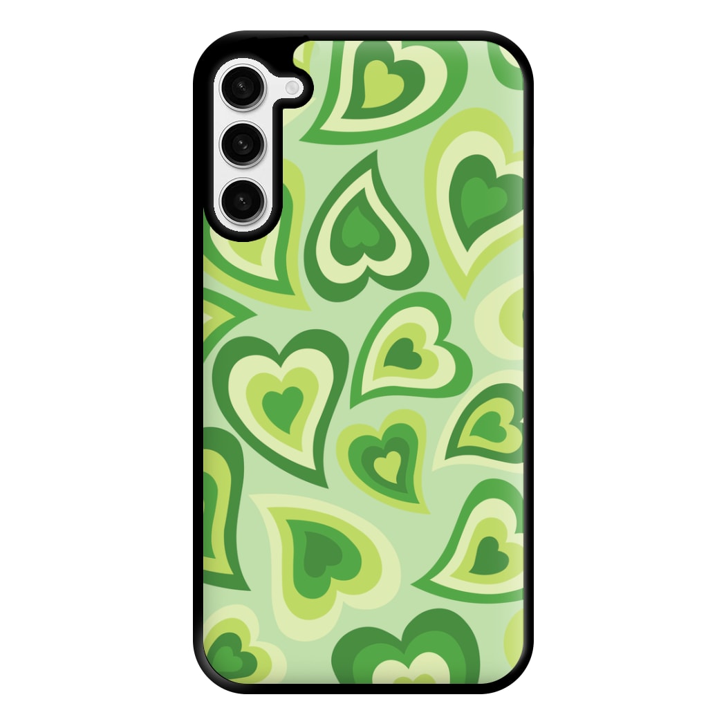 Green Hearts - Trippy Patterns Phone Case for Galaxy S23 Plus