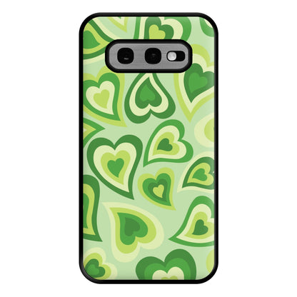 Green Hearts - Trippy Patterns Phone Case for Galaxy S10e