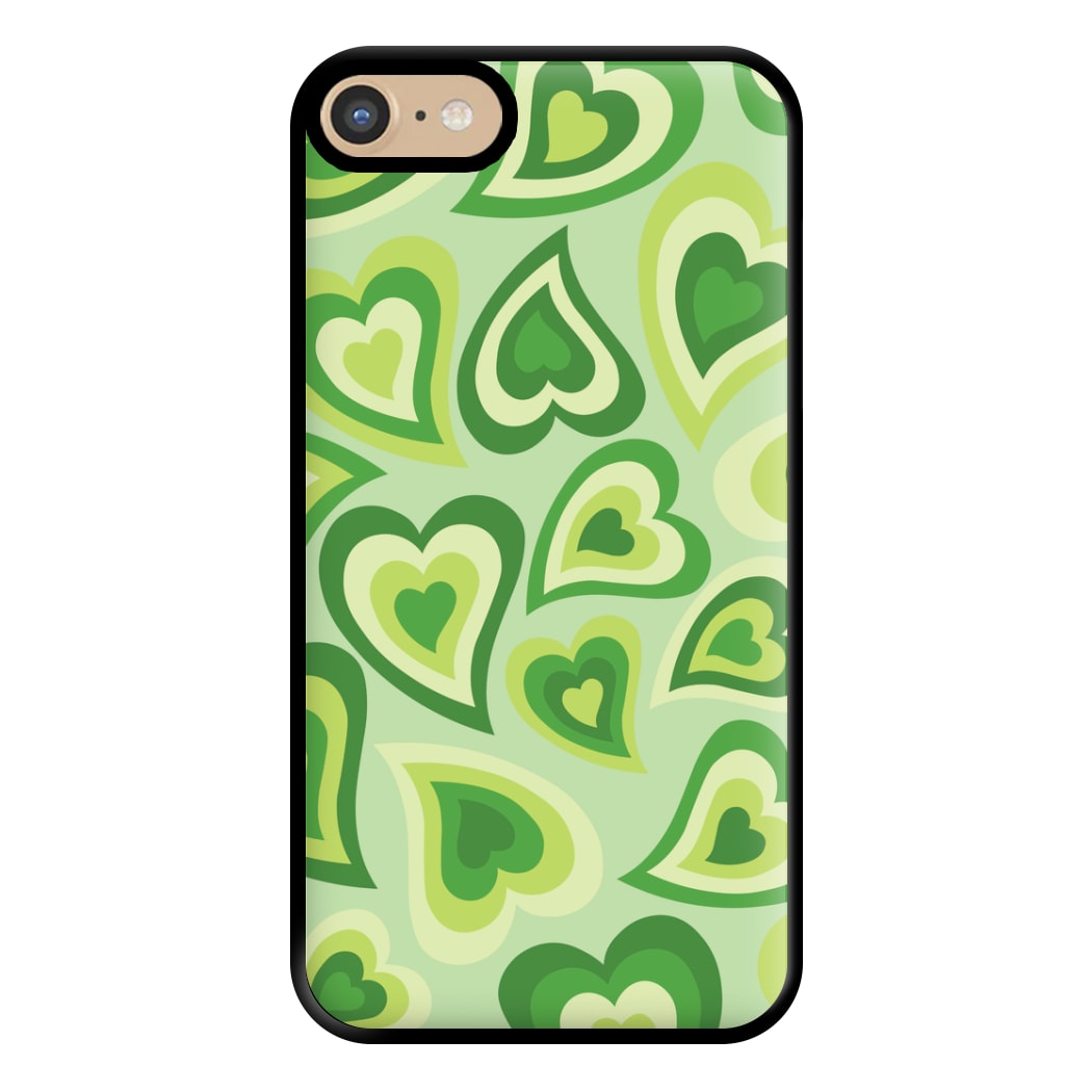 Green Hearts - Trippy Patterns Phone Case for iPhone 6 / 7 / 8 / SE