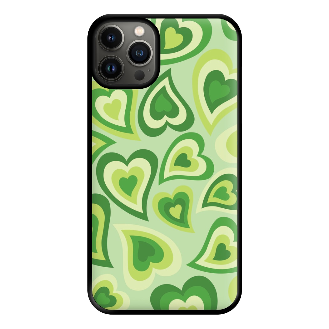 Green Hearts - Trippy Patterns Phone Case for iPhone 13