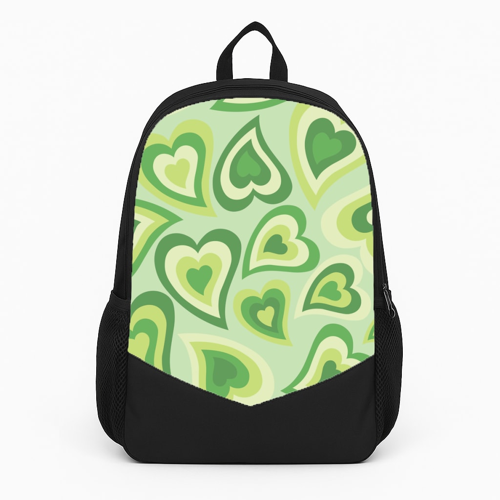Green Hearts - Trippy Patterns Backpack