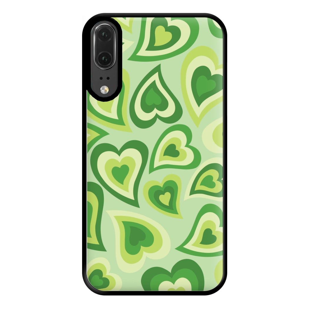 Green Hearts - Trippy Patterns Phone Case for Huawei P20