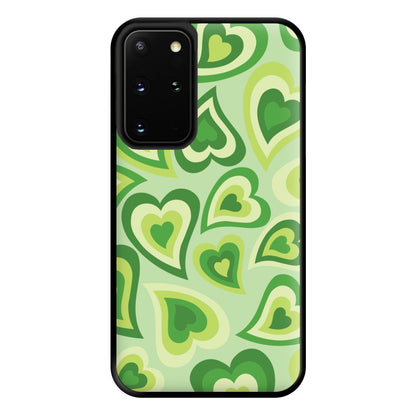 Green Hearts - Trippy Patterns Phone Case for Galaxy S20 Plus