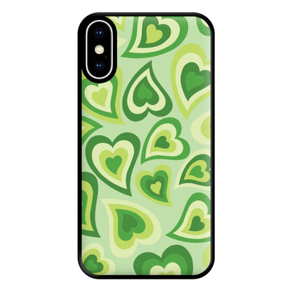 Green Hearts - Trippy Patterns Phone Case for iPhone XS Max