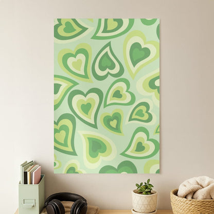 Green Hearts - Trippy Patterns Poster