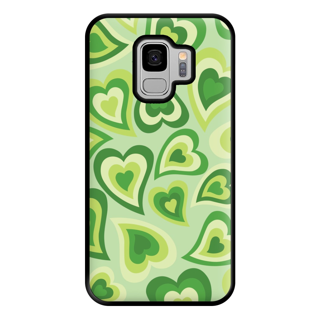 Green Hearts - Trippy Patterns Phone Case for Galaxy S9 Plus