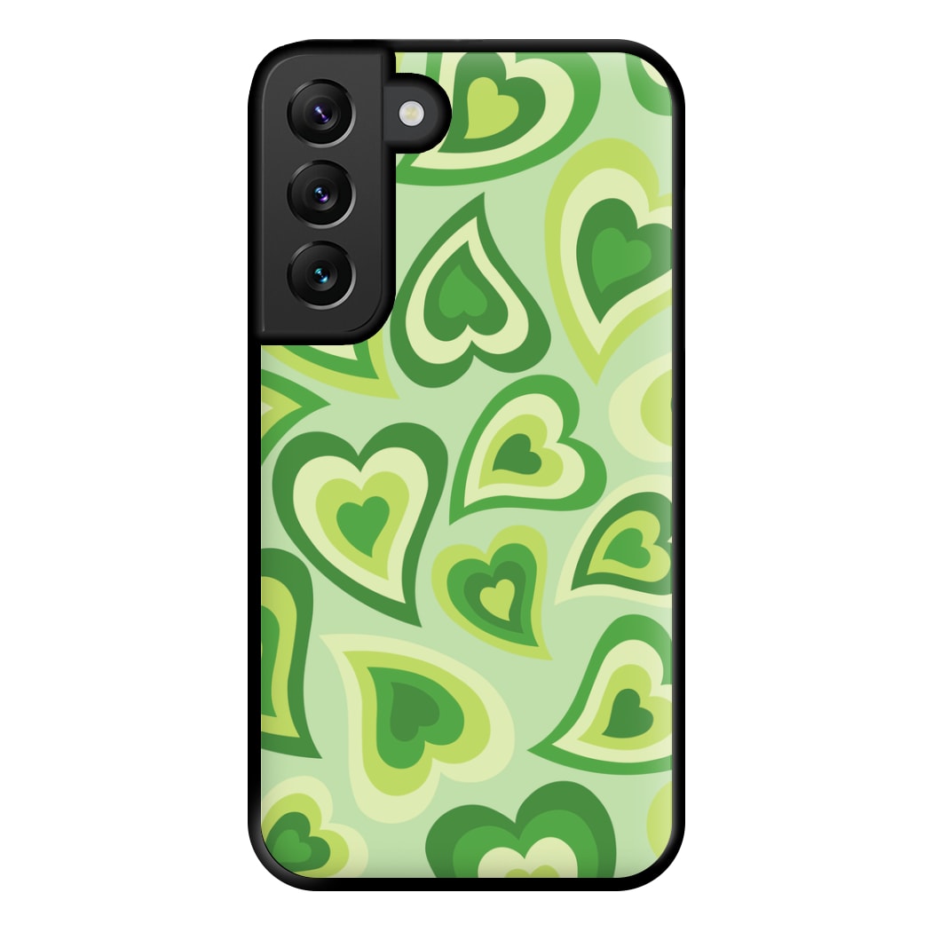 Green Hearts - Trippy Patterns Phone Case for Galaxy S22 Plus