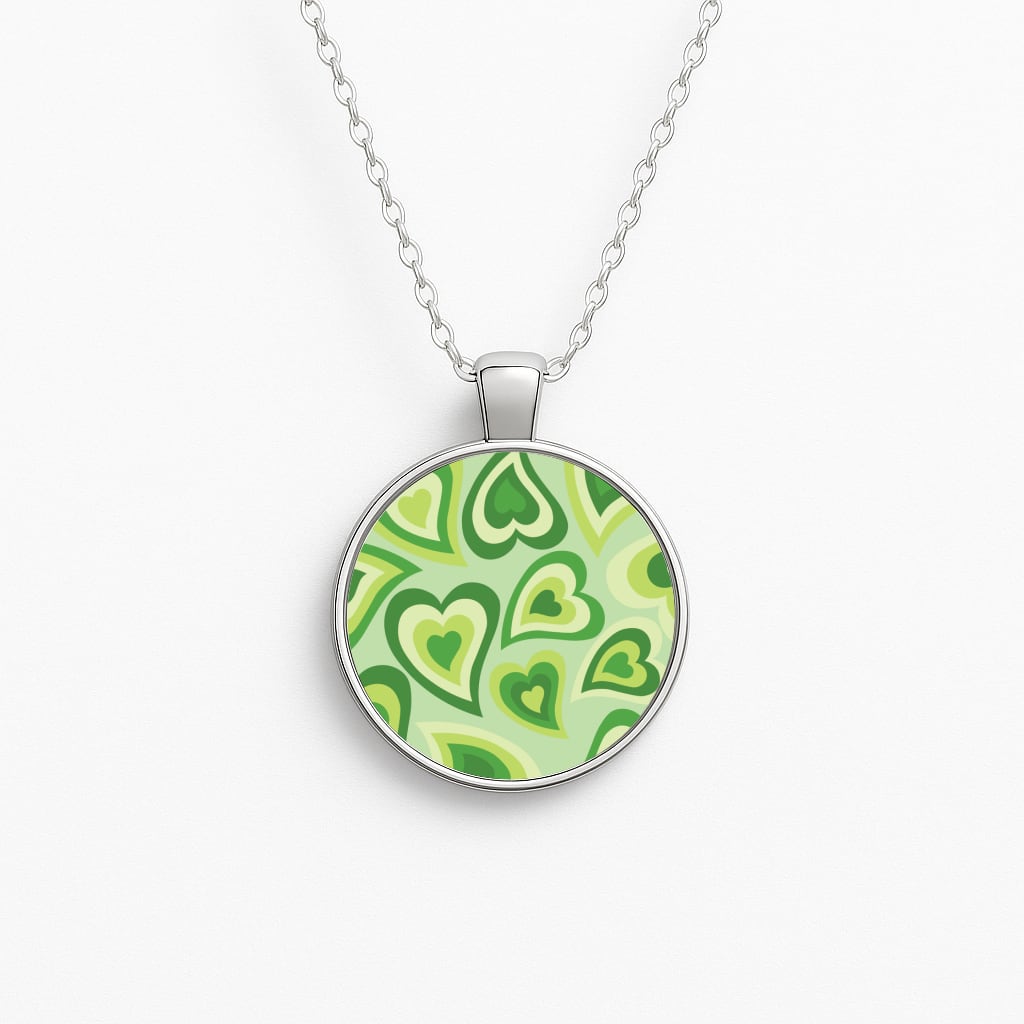 Green Hearts - Trippy Patterns Necklace