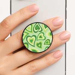 Green Hearts - Trippy Patterns Phone Grip