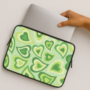 Green Hearts - Trippy Patterns Laptop Sleeve 2