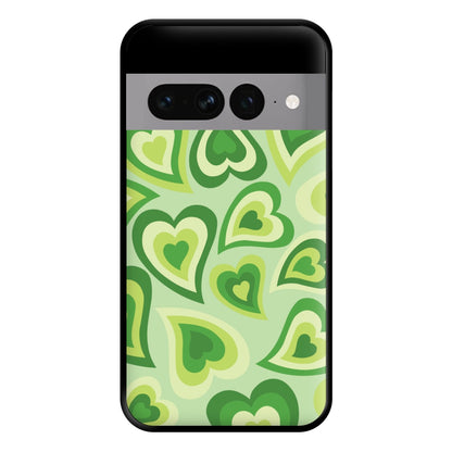 Green Hearts - Trippy Patterns Phone Case for Google Pixel 7 Pro