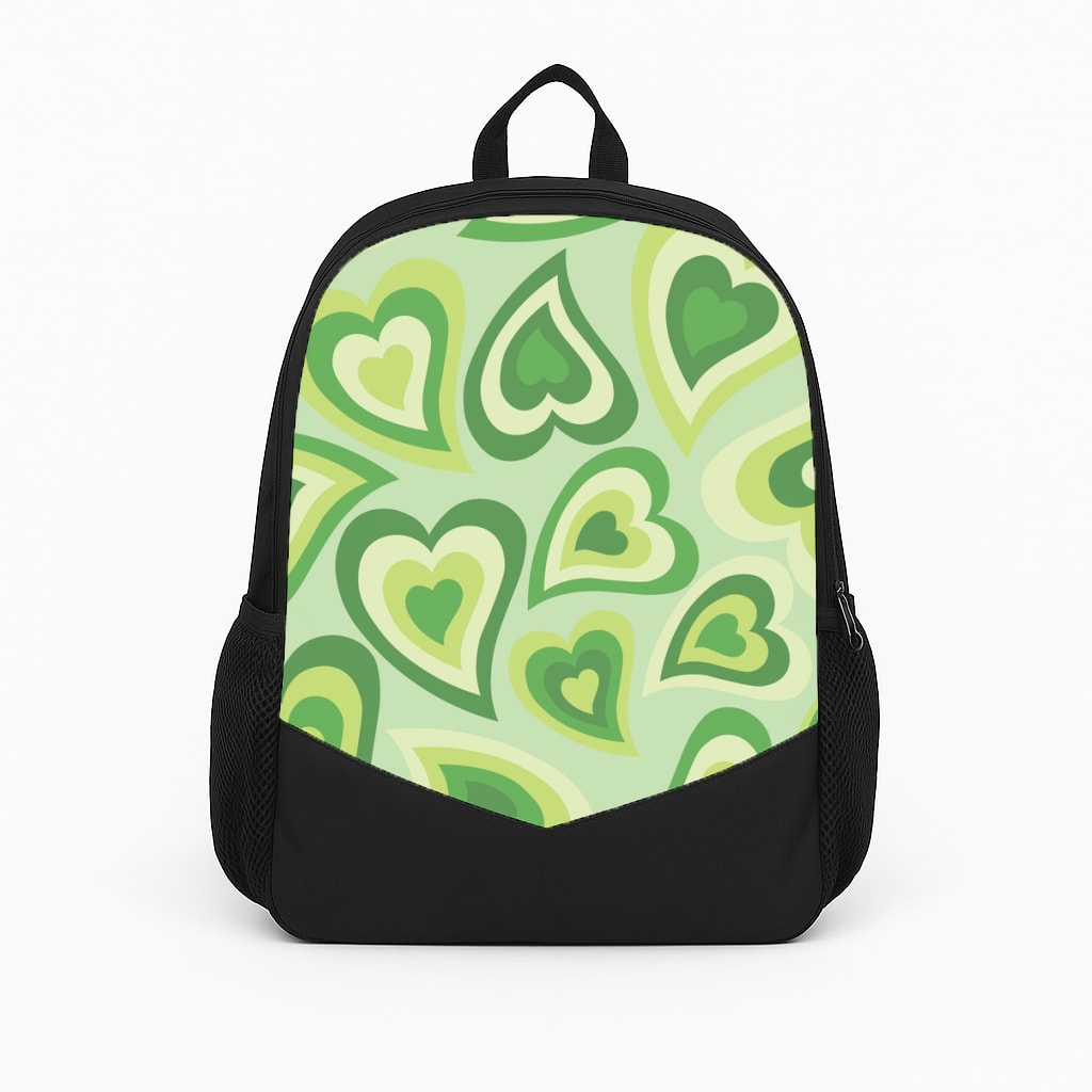 Green Hearts - Trippy Patterns Backpack