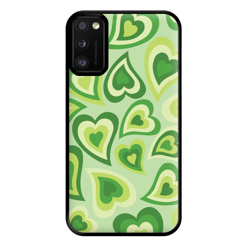 Green Hearts - Trippy Patterns Phone Case for Galaxy A41