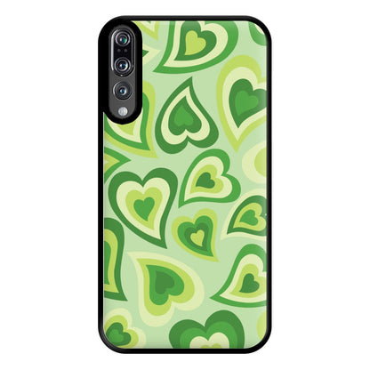 Green Hearts - Trippy Patterns Phone Case for Huawei P20 Pro