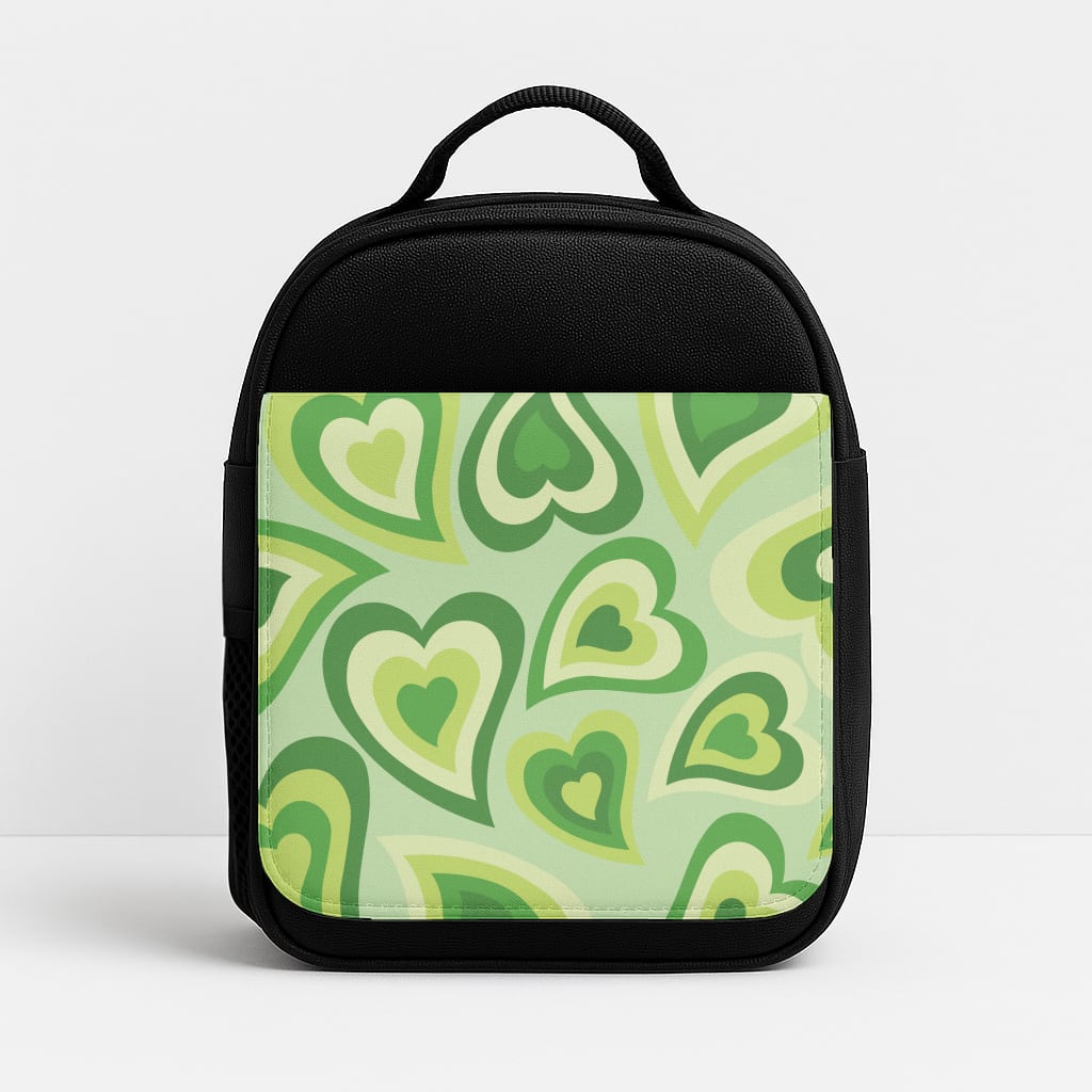 Green Hearts - Trippy Patterns Insulated Lunchbox