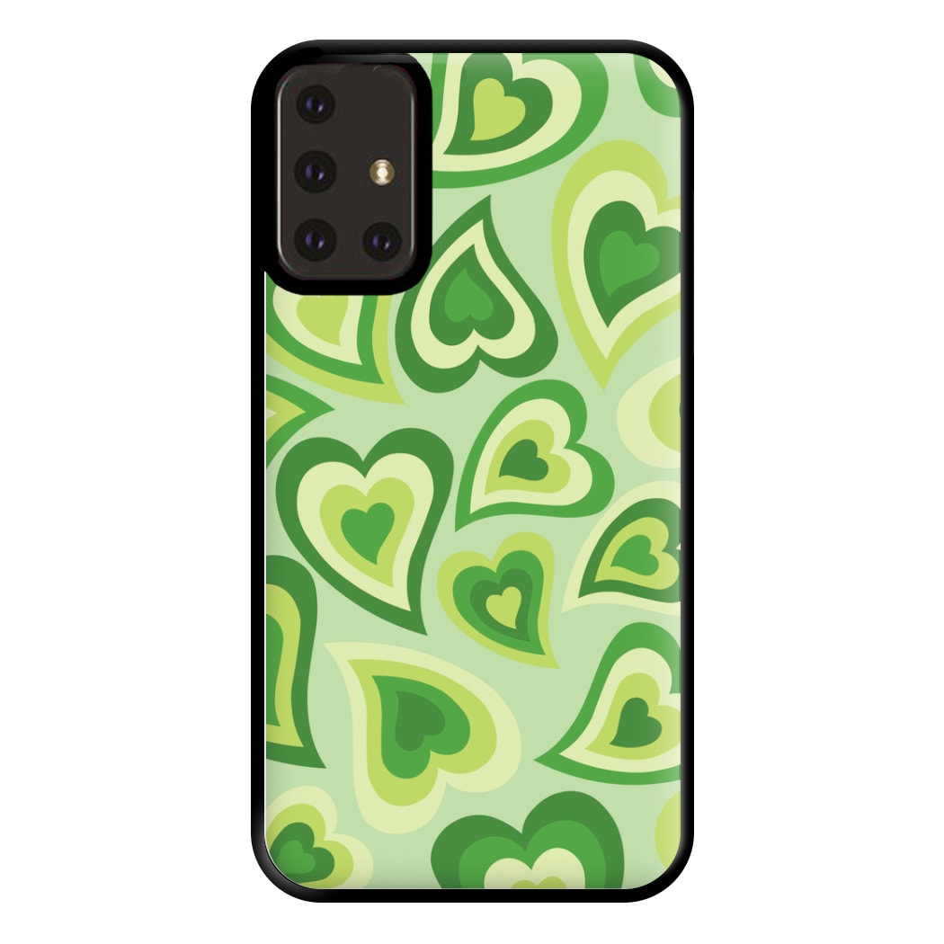 Green Hearts - Trippy Patterns Phone Case for Galaxy A71