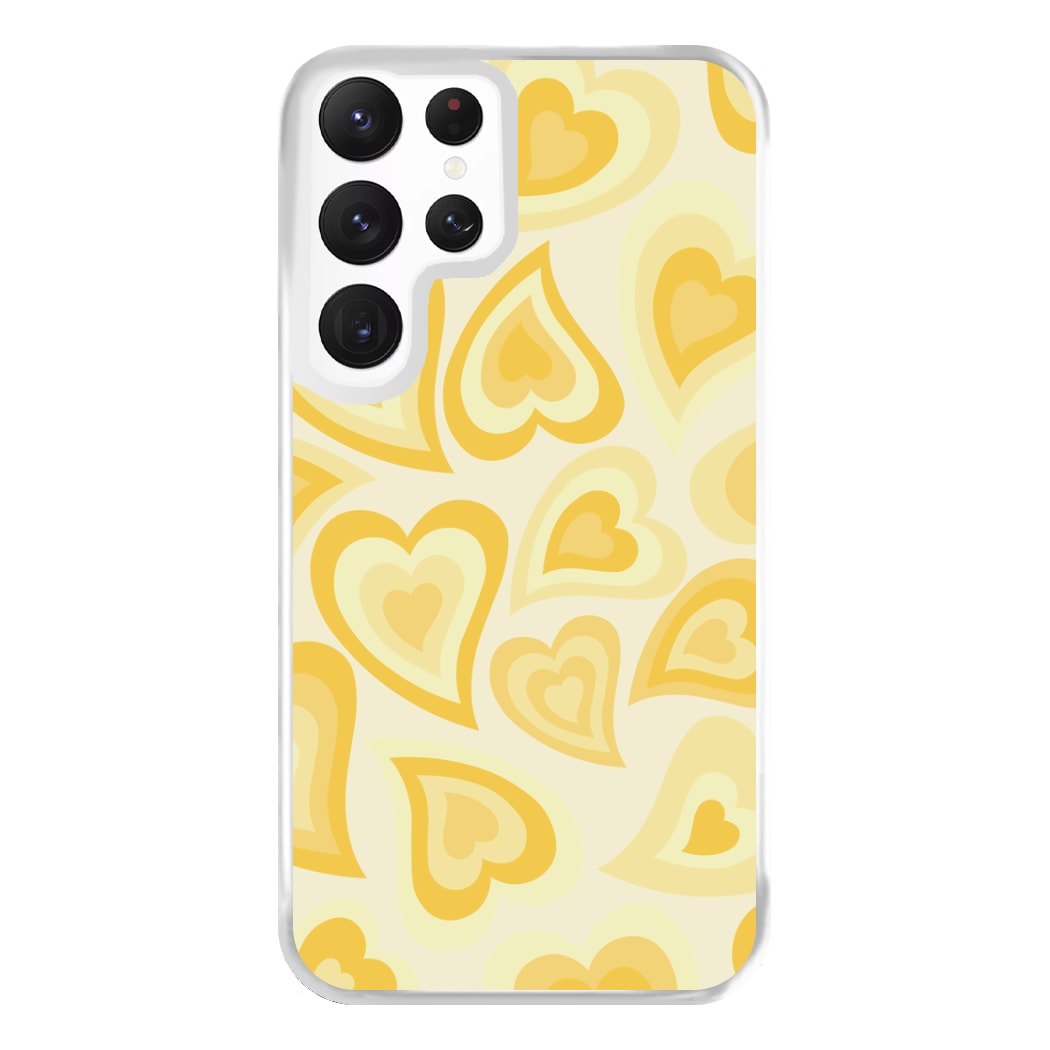 Yellow Hearts - Trippy Patterns Phone Case for Galaxy S22 Ultra