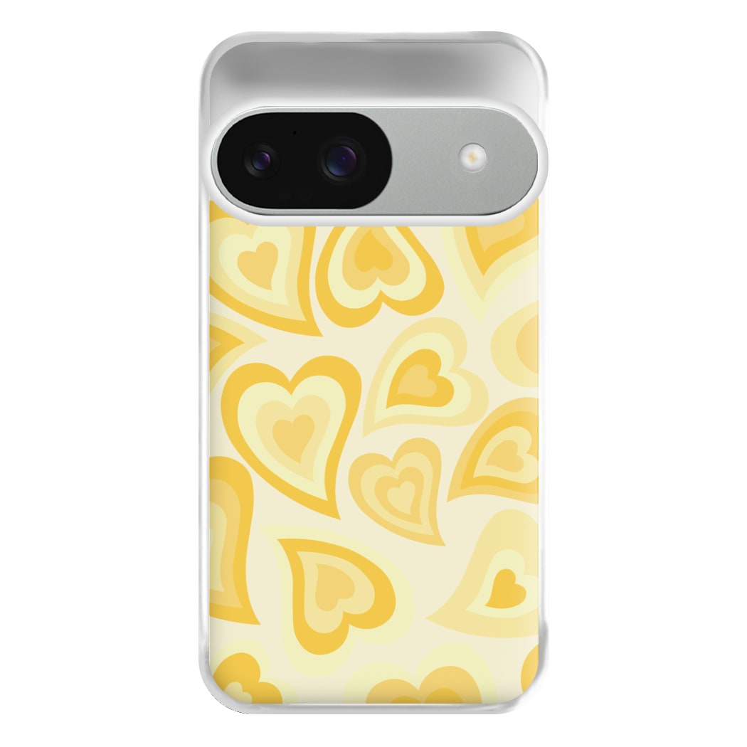 Yellow Hearts - Trippy Patterns Phone Case for Google Pixel 9 / 9 Pro