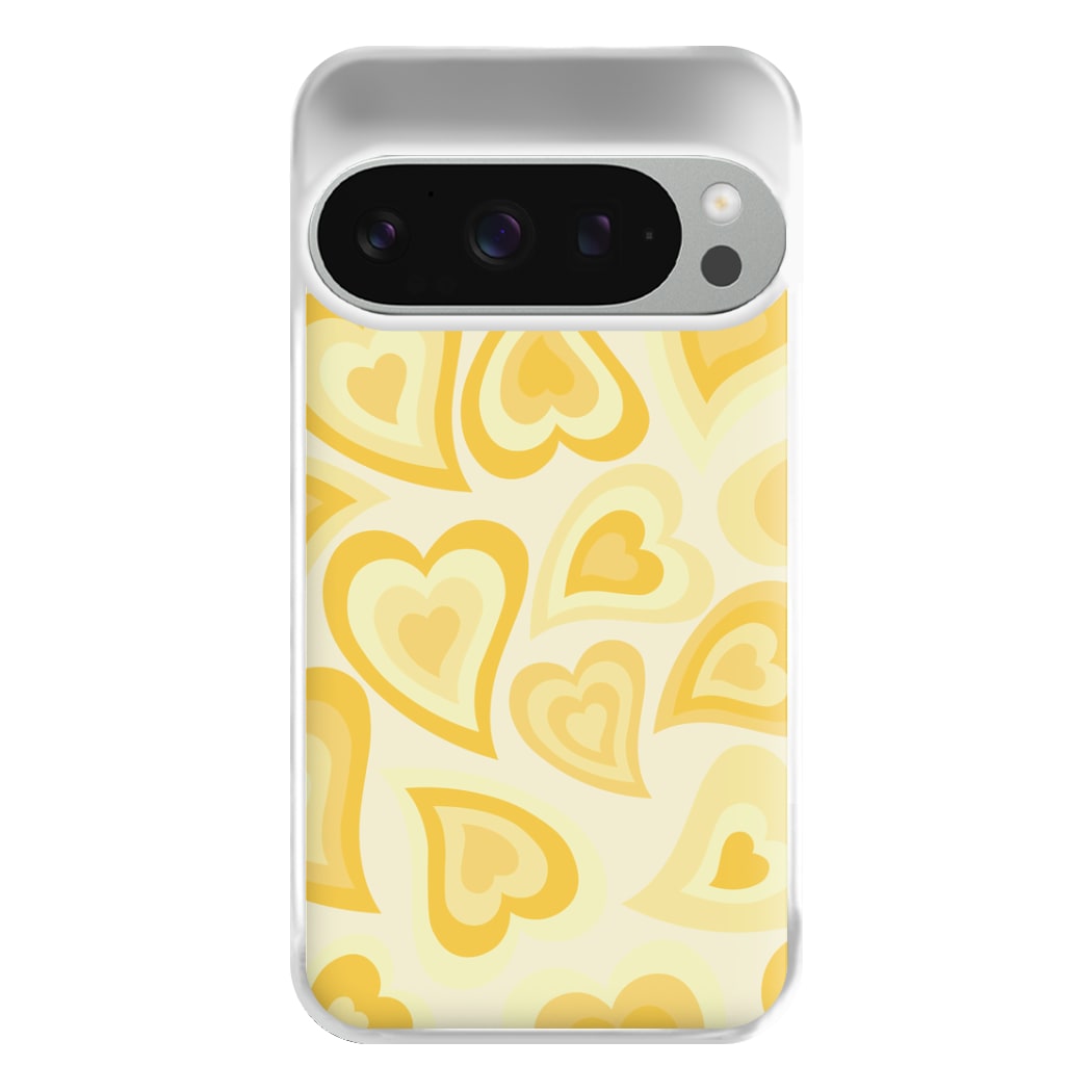 Yellow Hearts - Trippy Patterns Phone Case for Google Pixel 9 Pro XL