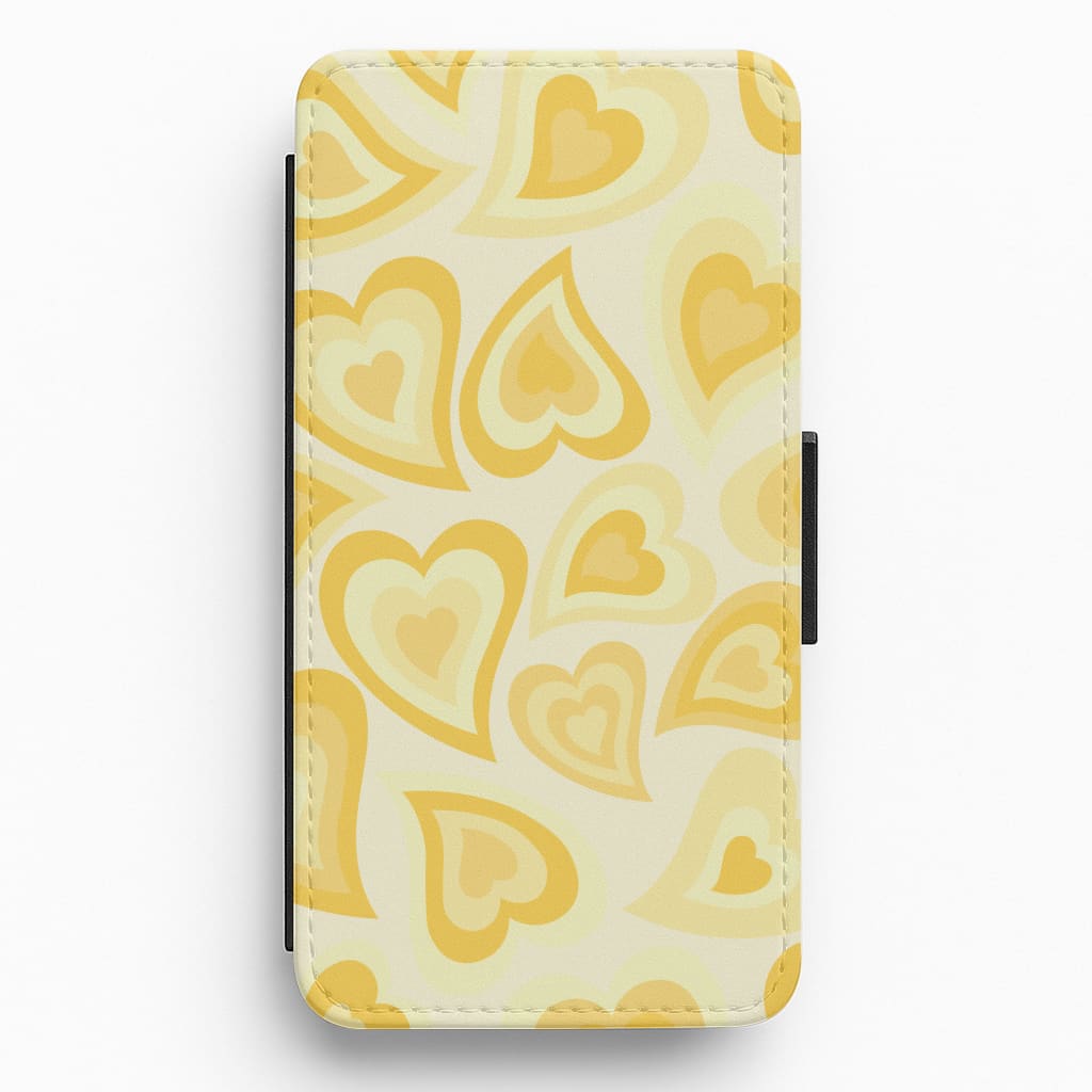Yellow Hearts - Trippy Patterns Flip / Wallet Phone Case