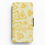 Yellow Hearts - Trippy Patterns Flip / Wallet Phone Case