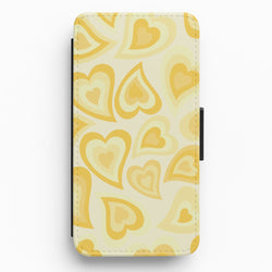 Yellow Hearts - Trippy Patterns Flip / Wallet Phone Case