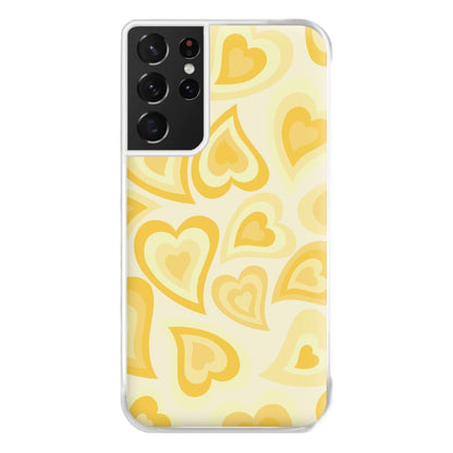 Yellow Hearts - Trippy Patterns Phone Case for Galaxy S21 Ultra