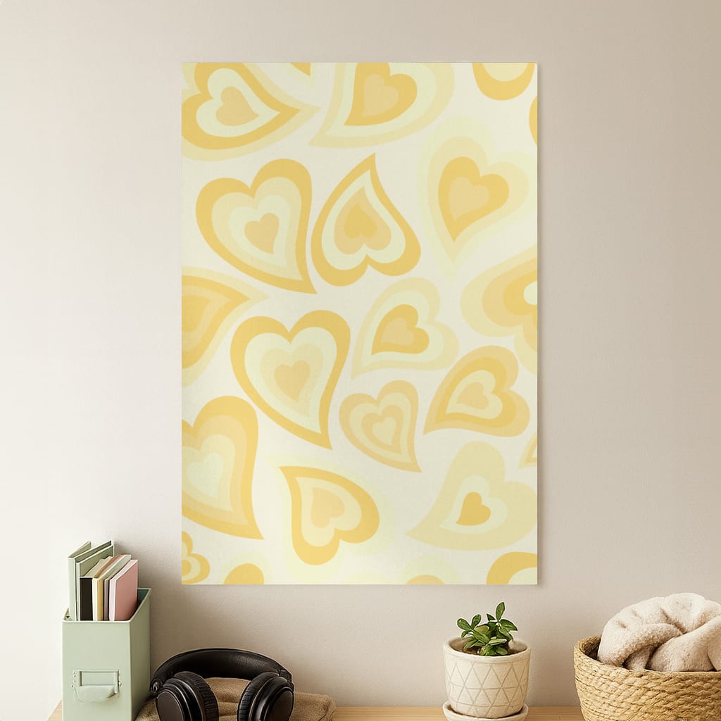 Yellow Hearts - Trippy Patterns Poster