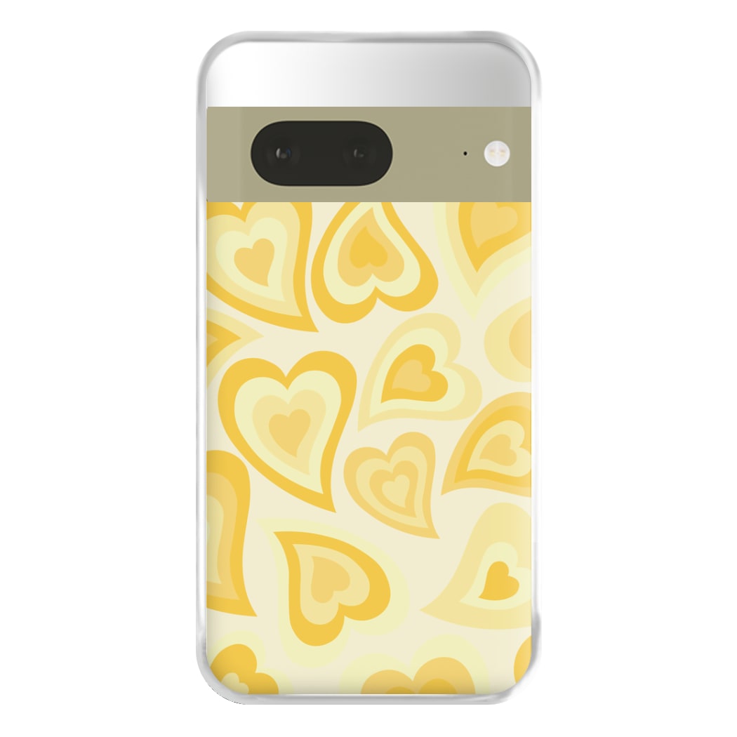 Yellow Hearts - Trippy Patterns Phone Case for Google Pixel 7a